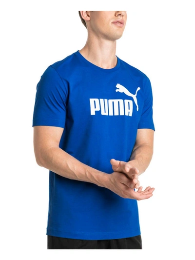 Shop Puma Mens Cotton Logo T-shirt In Blue
