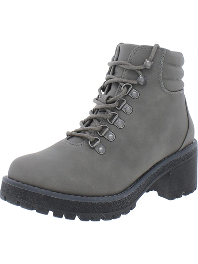 Shop Cliffs By White Mountain Bryce Womens Faux Leather Block Heel Hiking Boots In Grey