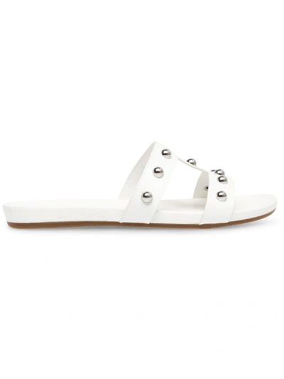 Shop Anne Klein Ely Womens Studded Cushioned Footbed T-strap Sandals In White