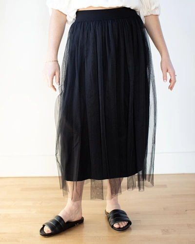 Shop Autumn Cashmere Gathered Skirt With Tulle In Black
