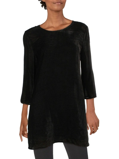 Shop Eileen Fisher Womens Silk Velvet Tunic Top In Black