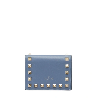 Shop Valentino Rockstud Leather Wallet () In Blue