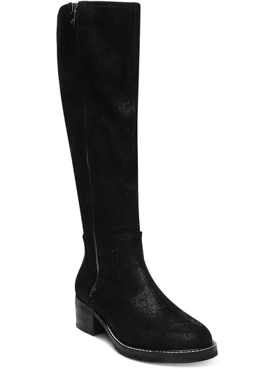 Shop Donald J Pliner Womens Suede Block Heel Knee-high Boots In Black