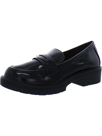 Shop Mia Nelcy Womens Patent Slip On Loafers In Black