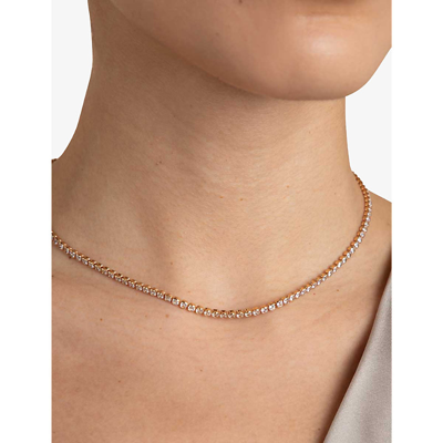 Shop Astrid & Miyu Gleam 18ct Gold-plated And Cubic Zirconia Tennis Necklace