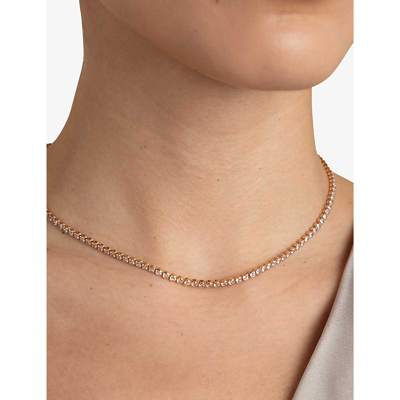 Astrid & Miyu Womens Gleam 18ct Gold-plated And Cubic Zirconia Tennis Necklac In Gold