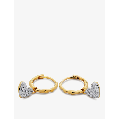 Monica Vinader Womens Yellow Gold Heart 18ct Yellow Gold-plated Vermeil Sterling-silver And 1.7ct Di In Yellow Gold