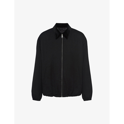 Shop Prada Collared Zip-fastened Wool Jacket In Black