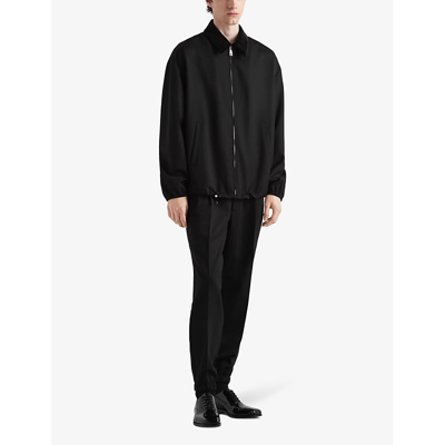 Shop Prada Collared Zip-fastened Wool Jacket In Black