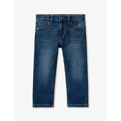 Shop Benetton Patch-pocket Slim-leg Stretch Denim Jeans 18 Months-6 Years In Mid Denim Blue