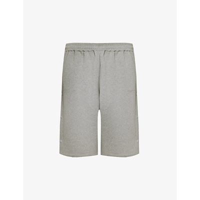 Shop Y/project Men's Light Grey Check Snap Off Layered Relaxed-fit Cotton-jersey Shorts