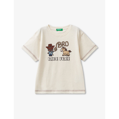Shop Benetton Boys Stone Kids Graphic-print Cotton T-shirt 18 Months-6 Years