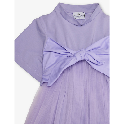 Shop Raspberry Plum Girls Lilac Kids Mika Bow-tie Stretch-cotton Dress 3-10 Years