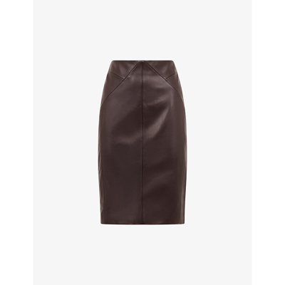 Shop Reiss Women's Berry Raya High-rise Leather Pencil Midi Skirt