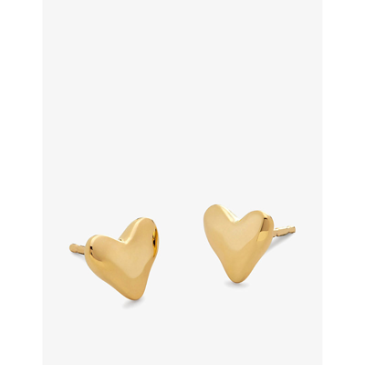 Monica Vinader Womens Yellow Gold Heart 18ct Yellow Gold-plated Vermeil Sterling-silver Stud Earring In Yellow Gold