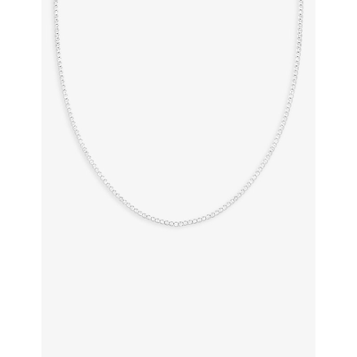 Shop Astrid & Miyu Gleam Rhodium-plated Brass And Zirconia Chain Necklace In Silver