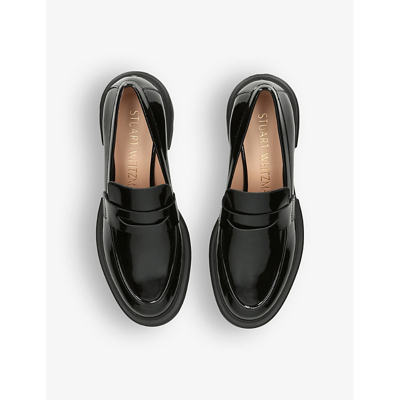 Shop Stuart Weitzman Women's Black Soho Track-sole Patent-leather Loafers
