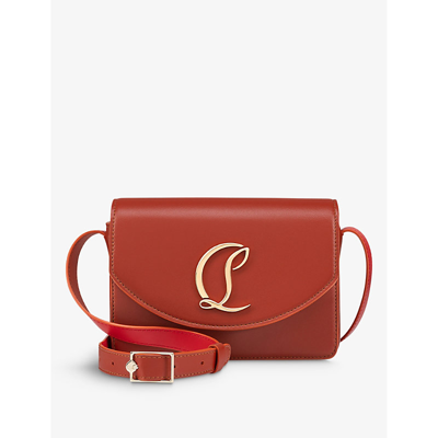 Shop Christian Louboutin Loubi54 Small Leather Crossbody Bag In Rouquine/gold