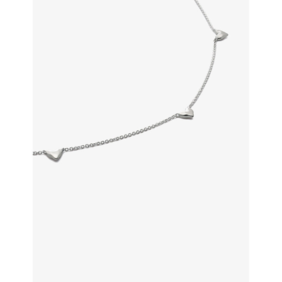 Shop Monica Vinader Womens Sterling Silver Heart Station Sterling-silver Adjustable Chain Necklace