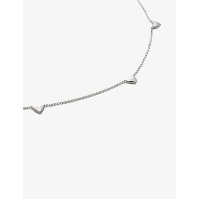 Monica Vinader Womens Sterling Silver Heart Station Sterling-silver Adjustable Chain Necklace In Sterling Silver