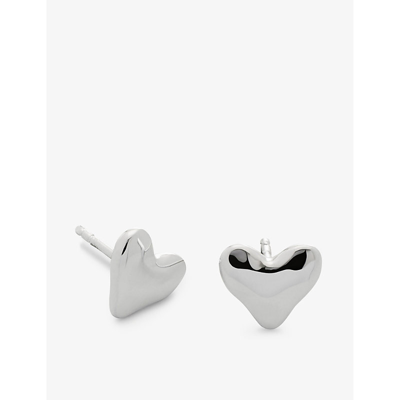 Monica Vinader Womens Sterling Silver Heart Sterling-silver Stud Earrings In Sterling Silver