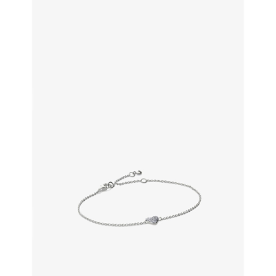 Monica Vinader Womens Sterling Silver Lab Grown Heart Sterling-silver And 1.41ct Diamond Chain Brace In Sterling Silver