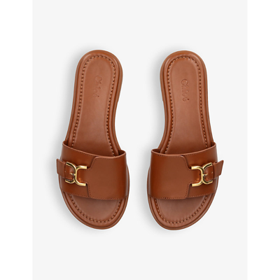 Shop Chloé Marcie Buckled-strap Leather Sandals In Brown