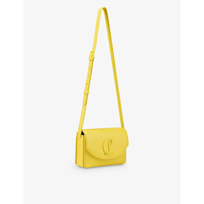 Shop Christian Louboutin Loubi54 Small Leather Crossbody Bag In Yellow Queen