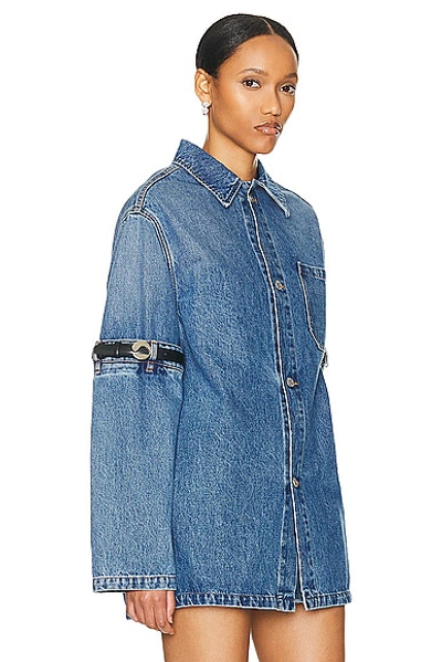 Coperni Open Elbow Cotton Denim Jacket In Washed Blue