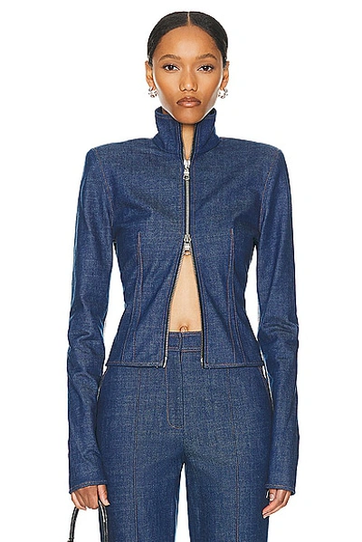 Shop Laquan Smith Fitted Jacket In Dark Blue