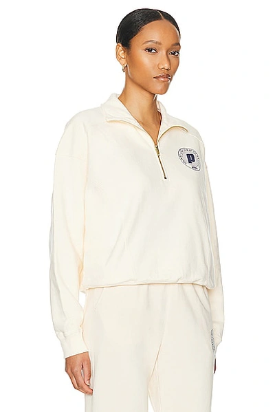 Shop Sporty And Rich Net Quarter Zip Sweatshirt In Cream & Navy