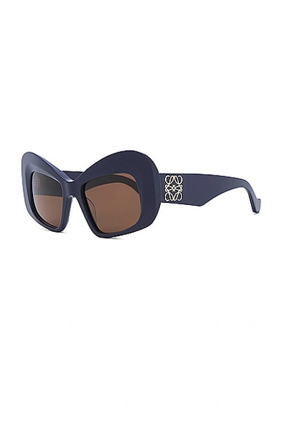 Shop Loewe Anagram Square Sunglasses In Shiny Blue & Brown