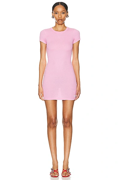 Shop Alexander Wang Short Sleeve Crewneck Dress In Begonia Pink