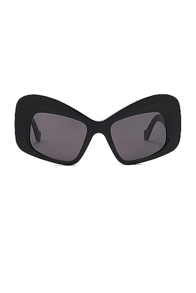 Shop Loewe Anagram Sunglasses In Shiny Black & Smoke