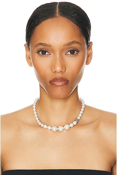 Shop Givenchy Pearl Necklace In White & Silvery