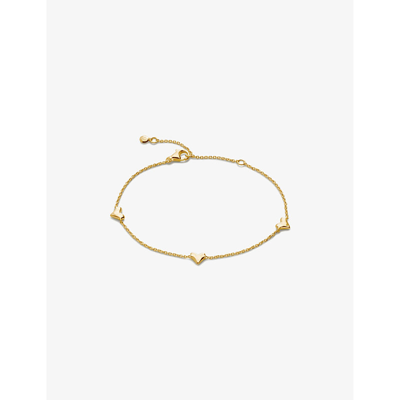 Monica Vinader Womens Yellow Gold Heart Station 18ct Yellow Gold-plated Vermeil Sterling-silver Chai In Yellow Gold