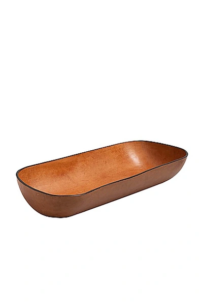 Hunting Season Molded Leather Oversized Oval Bowl In Cognac