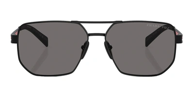 Shop Prada Ps 51zs 1bo02g Navigator Polarized Sunglasses In Grey