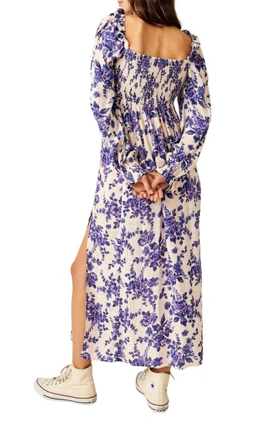 Shop Free People Jaymes Floral Smocked Long Sleeve Maxi Dress In Iris Combo