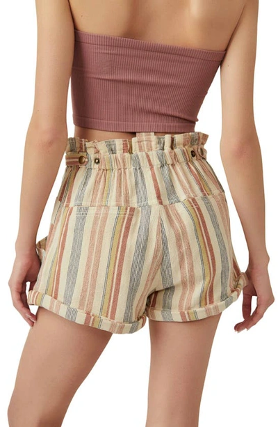 Shop Free People Topanga Stripe Yarn Dye Shorts In Tan Combo
