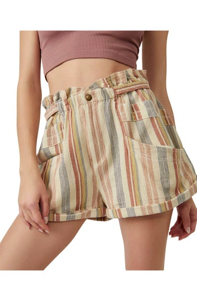 Shop Free People Topanga Stripe Yarn Dye Shorts In Tan Combo