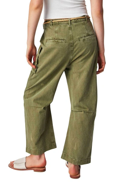 Shop Free People Mending Heart Belted Cotton Utility Pants In Green