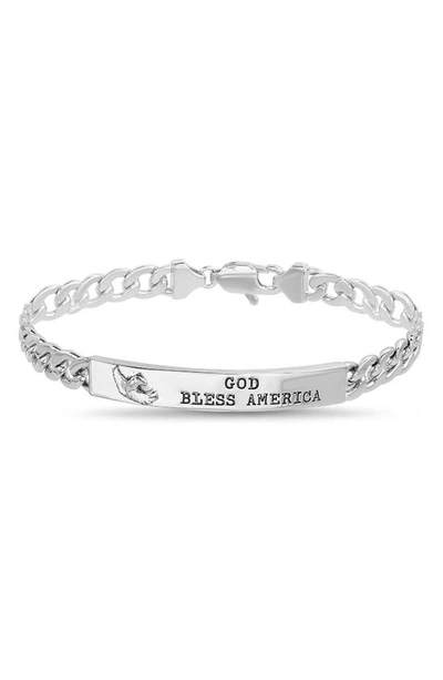 Shop Nautica God Bless America Curved Bar Bracelet In Rhodium