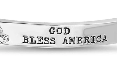 Shop Nautica God Bless America Curved Bar Bracelet In Rhodium