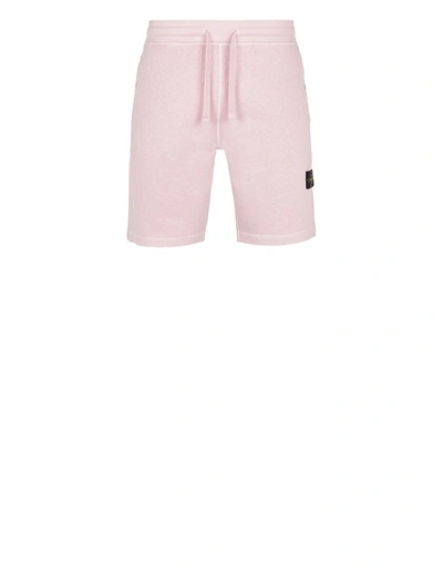 Shop Stone Island Fleece Bermuda Shorts Pink Cotton