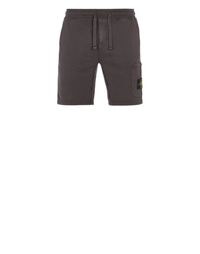Shop Stone Island Fleece Bermuda Shorts Gray Cotton