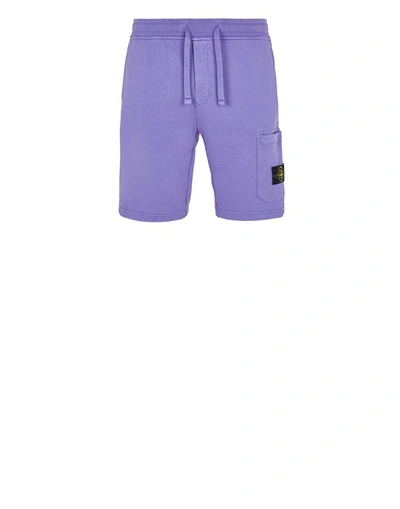 Shop Stone Island Fleece Bermuda Shorts Purple Cotton
