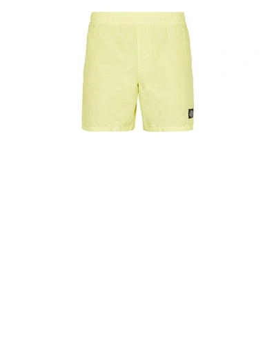 Shop Stone Island Beach Shorts Yellow Polyamide