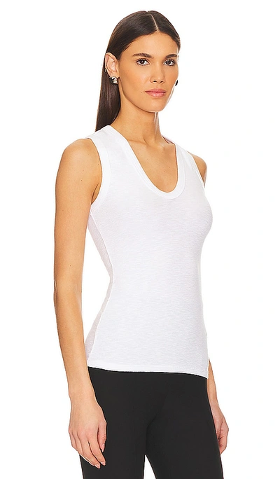 Enza Costa Supima Cotton Essential Sleeveless U-neck Tank Top In White In 白色