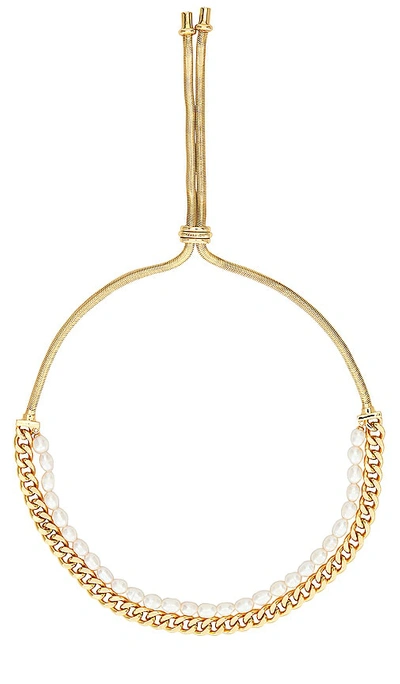 Shop Demarson Chiara Necklace In Shiny Gold & Fresh Water Pearl